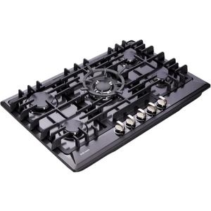 30 Inch Gas Cooktop, Built-in 5 Burners Stainless Steel Gas Stovetop LPG/NG Convertible Gas Stove Dual Fuel Gas Hob with Thermocouple Protection DM527-SA02B