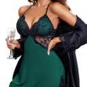 Avidlove Women Lingerie Lace Chemise Sleepwear Babydoll Teddy Lingerie (XX-Large, B-green White)