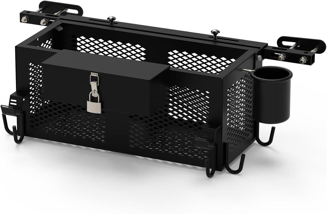 Tractor ToolBox, Heavy Duty Tractor Basket Accessories, Universal-Fitting Tractor Tool Tray Accessories, 24"x10"x10" Tractor Basket Attachment, Fits Most Tractor and Zero Turn Mower