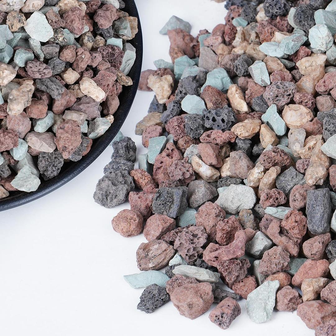 3lbs Mix Horticultural Lava Rocks for Plants, 3/8 Inch Potting Soil Amendment for Succulents, Cacti, Bonsai, Decorative Gravel Plant Drainage Volcanic for Terrarium, Top Dressing