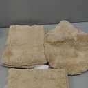 SHACOS Microfiber Bathroom Rugs Set of 3 with Toilet Lid Cover Non Slip Washable Bath Mat Absorbent Bathroom Carpet 16"x24"+U Shape Toilet Rug 20"x24"+Toilet Lid Cover 19"x21", Beige