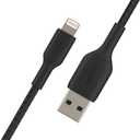 Belkin BoostCharge Braided Lightning Cable - 3.3ft/1M - MFi Certified Apple iPhone Charger USB to Lightning Cable - iPhone Cable - iPhone Charger Cord - Apple Phone Charger - Black, 3.3 Feet / 1 Meter