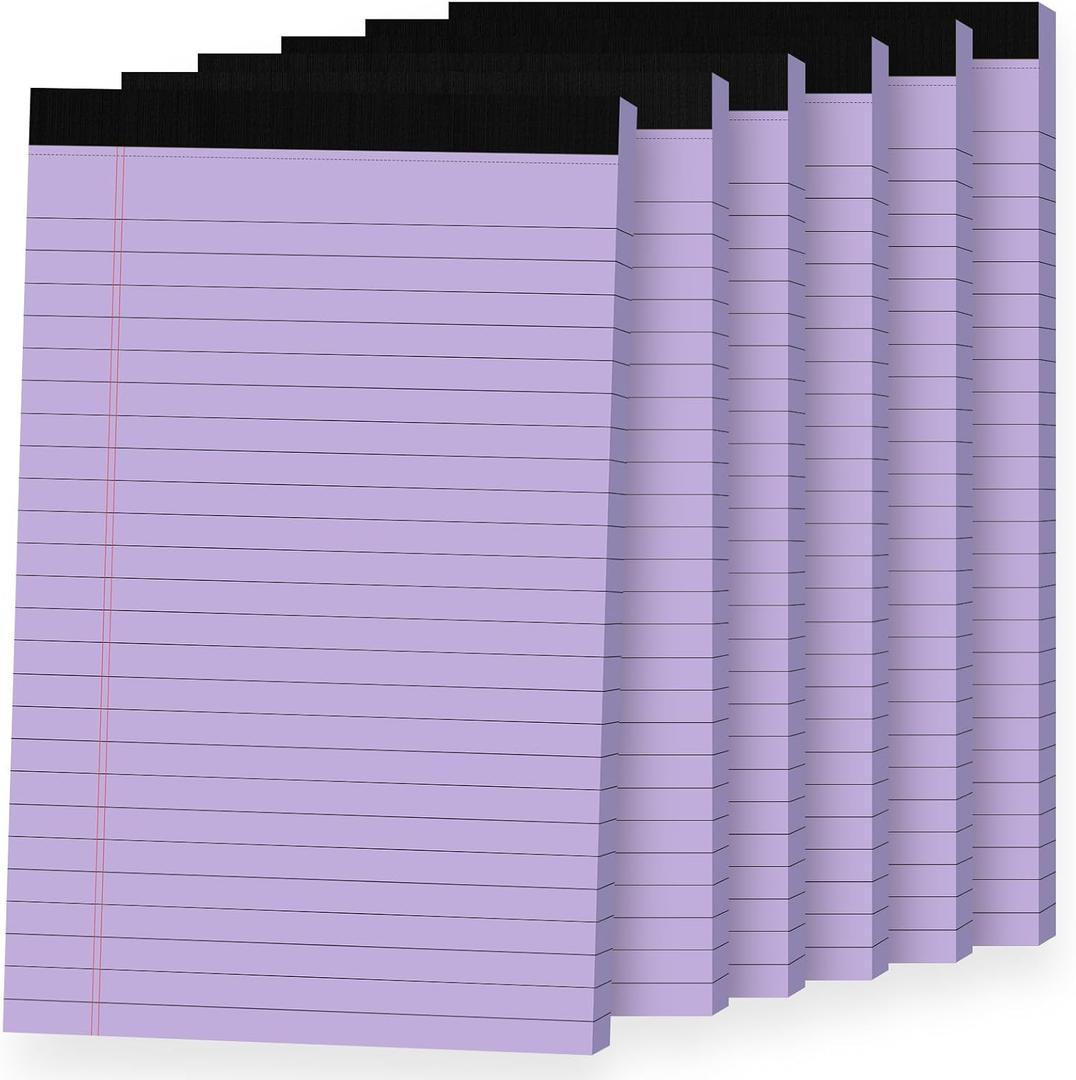 6pcs Small Note Pads, Purple Notepads 5x8 College Ruled Notebook, Writing Pads 5 x 8, Legal Pads, Pad Paper Perforate Notebooks for Work, Message, School, Office Supplies,30 Sheets/Pack