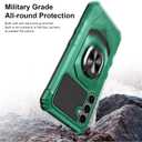 Armor Case for Samsung Galaxy S24 Military Grade Shockproof Phone Case with Built-in Screen Protector, Heavy Duty Protection Metall Ring Kickstand for Samsung S24 5G Cover (Green)