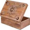 Mela Artisans 7.5” x 4.5” x 3” Mango Wood Box with Lid – Burnt Finish – Handcrafted Keepsake Box – Medium Storage for Jewelry & Home Décor Accents