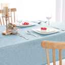 Hiasan 2 Pack Faux Linen Rectangle Tablecloth - Wrinkle and Stain Resistant Washable Table Cloth for Kitchen Dining Room Holiday Table Cover for Party Dinner, Lux Slate Blue, 54 x 80 Inch