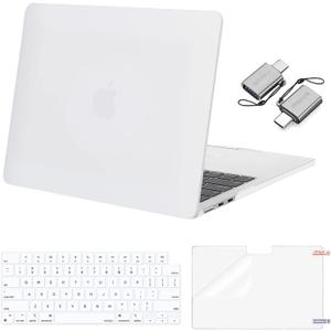 MOSISO Compatible with MacBook Air 13 inch Case 2026 2025 2024 2023 2022 M4 A3240 M3 A3113 M2 A2681,Plastic Hard Shell&Keyboard Cover&ScreenFilm&Type C for MacBook Air 13.6 inch Case, White