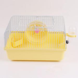 Pet Hamster Cage with Running Wheel Water Bottle Food Basin Portable Carrier House Mice Home Habitat for Going Out, Traveling (Orange)
