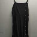 Liyinxi Women's Casual Summer Beach Flattering Flowy A-Line Spaghetti Straps Solid Cotton Button Down Midi Sundress, L