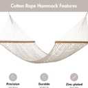 ANOW Rope Hammock Double Hammock with Hardwood Spreader Bar and Carrying Bag, 450 LBS Weight Capacity for Two Person, Natural