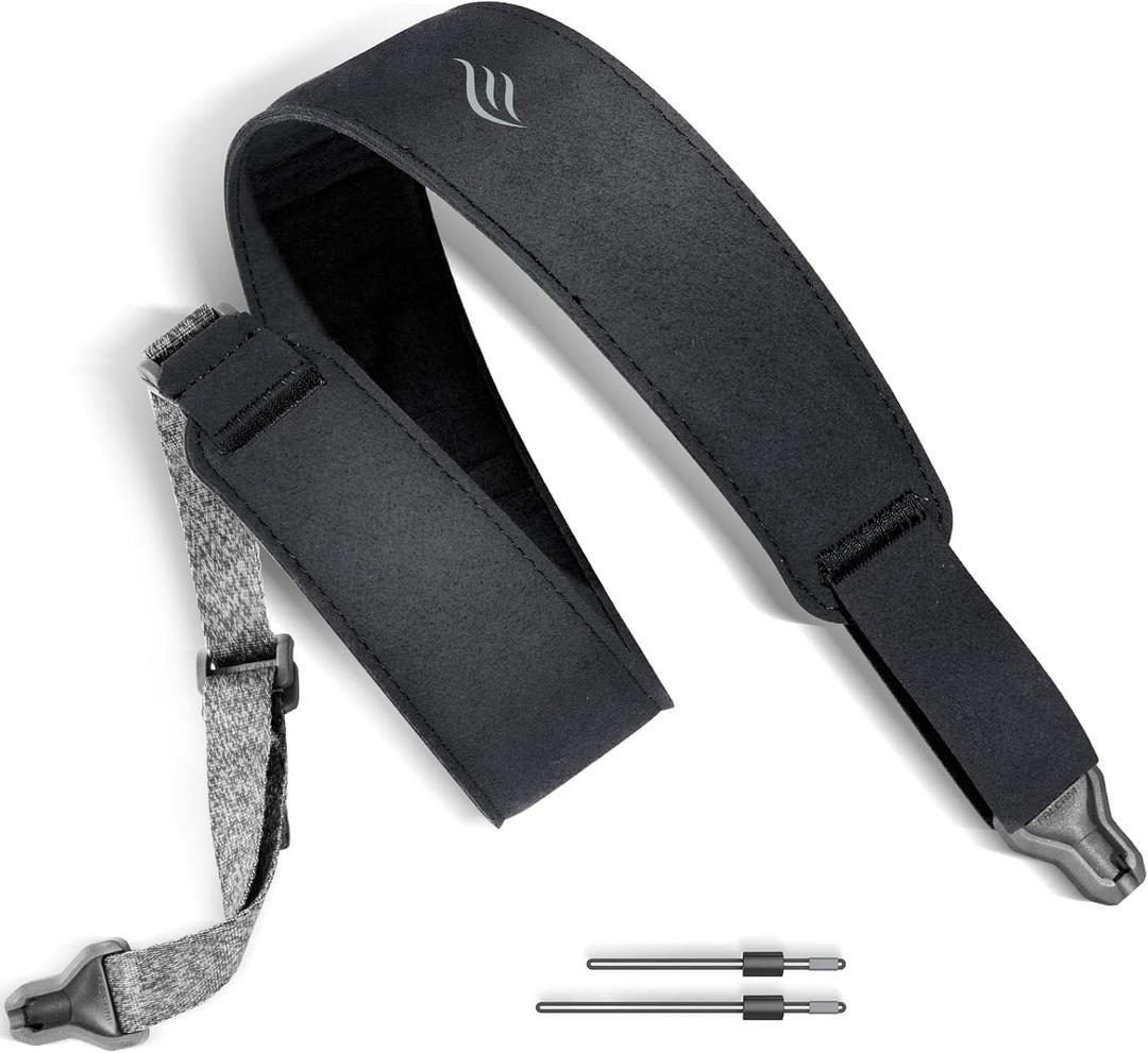 enya Magnetic Strap for Guitar, Bass, and Ukulele - Quick Release, Single-Hand Adjustable, with Leathery Texture (Black)