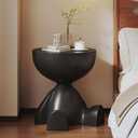 Side Table, Circle Coffee Tables, Sofa Table Nightstand, Small End Tables Accent Balcony Office, Modern Bedside Home Decor for Living Room, Bedroom, Small Spaces, Easy Assembly (Black)