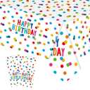 Birthday Tablecloth, 2 Pack Birthday Table Cloths, 54 x 108 Inch Disposable Rectangle Tablecloths Plastic Birthdays Table Cover Party Tablecovers, Happy Birthdays Decorations for Girls Boys