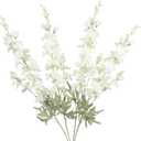 4Pcs White Delphinium Artificial Flowers 33.5" Silk Flowers Bulk Larkspur Artificial Flower Long Stem Fake Delphinium Plant Flower for Tall Vase Floral Arrangement Centerpiece Bouquet Home Decor