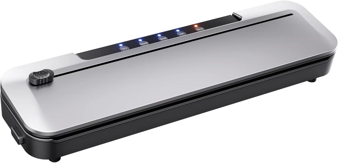 Vacuum Sealer Machine,75KPa Suction Power Food Vacuum Saver with Starter Kits with 10 Bags, Automatic Vacuum Sealer for Food Storage, Outside Cutter,Moist&Dry Mode