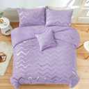 Menghomeus Purple/Silver Comforter Set Twin Lavender Metallic Print Glitter Bed Comforter Cute Shinny Bedding for Teen Girls Kids Women, 3 Piece (1 Pillowcase, 1 Decorative Pillow Sham)