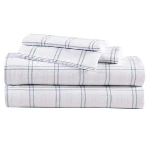 Eddie Bauer - Flannel Sheets King Size, Anti-Pilling & Wrinkle Resistant Cotton, Touchably Soft for All-Season Comfort - Bed Sheets with Matching Pillowcases & Fitted Sheet (Westridge Plaid Blue)