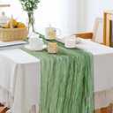 Eternal Beauty 6 Pack Sage Green Cheesecloth Table Runners - 35x120 in - 10FT Gauze Fabric Boho Table Decor - Rustic Sheer Wedding Runner for Baby Shower, Birthday Party & Special Events