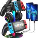 VCOM RGB Gaming Headphones Stand with 2 USB and 1 Type-C Ports, Headset Stand with 10 Light Modes and Non-Slip Rubber,Suitable for All Earphone Accessories, Best Gift for Desk Gamers