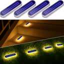 YiLaie Solar Step Lights Outdoor Waterproof, Warm White Solar Stair Lights Outdoor Solar Powered, Small Solar Lights for Pool Lanai Patio Deck Mailbox Decor (4 Pack)