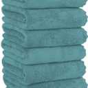 MOONQUEEN 6 Pack Premium Hand Towels - Quick Drying - Microfiber Coral Velvet Highly Absorbent Towels - Multipurpose Use as Hotel, Bathroom, Shower, Spa, Hand Towel 16 x 28 inches (Teal)