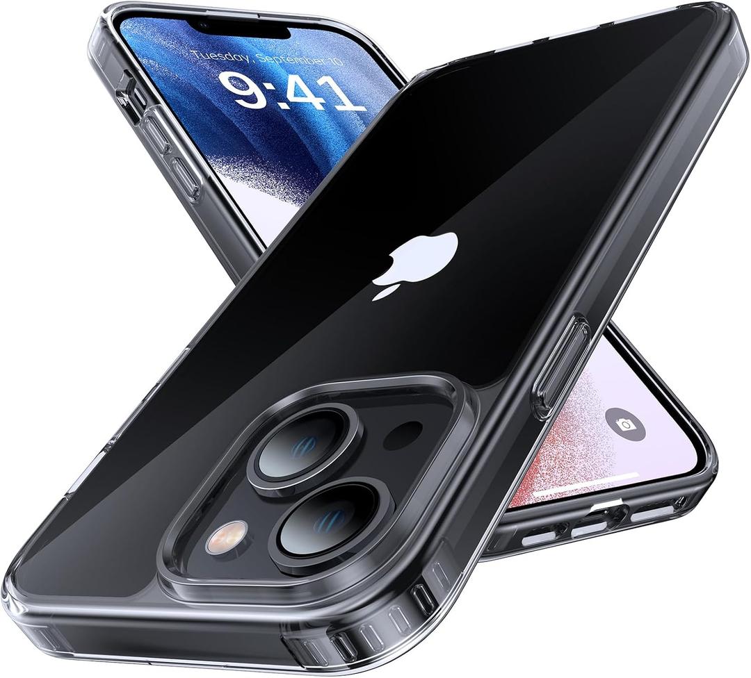 Shockproof for iPhone 15 Case, [Camera Protection] [Military-Grade Drop Protection] Protective Anti-Yellow Slim Translucent Skin-Friendly Case for iPhone 15, Crystal Clear