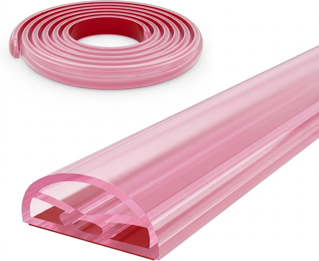 39” Transparent Shower Threshold Water Dam Stopper for Dry and Wet Separation, Self Adhesive Collapsible Walk in Shower Splash Guard Seal Strip, Silicone Sink Edge Water Barrier for Bathroom, Kitchen (Pink)