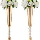 Metal Gold Trumpet Vase - 2 Pcs Tall Tabletop Vases for Centerpieces, 20.8in, Flower Stand for Wedding, Birthday, Home Decor