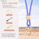 2 x Breakaway Lanyards for Keys ID Badges, Long Scrunchie Lanyard for Women, Teacher Neck Phone Keychain Lanyard (Lavender)