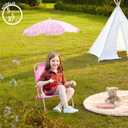Gabbys Dollhouse Kids Folding Beach Chair with Umbrella, Outdoor Chair for Girls Ages 3+,Portable, Lightweight, UV Protection - Patio, Pool, Beach Travel Accessory