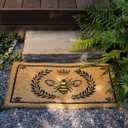 Abbott Collection Bee in Crest Coir Doormat with PVC Backing (18x 30 L)