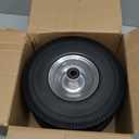 RRQ 10 Inch Solid Polyurethane Tire 4.10/3.50-4 Tire, 10" Flat Free Wheels with 5/8" Bearings, 2.2" Offset Hub for Garden Cart, Hand Truck, Lawn Cart, Mower (2 Pack)