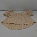 Tankaneo Womens Square Neck Babydoll Tops Summer Puff Short Sleeve Tunic Shirts Casual Loose Fit Blouse, XL, Beige