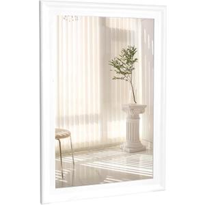 CULER White Wood Wall Mirror for Bathroom,Rectangle 20 x 30 inch Hanging Vatiny Mirrors with Wooden Frame for Living Room,Bedroom,Entryway
