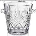 2-Piece Clear Glass Ice Bucket Set with Ice Tongs & Handle - 2.2 Liter and 1Liter Portable Ice Buckets Container for Champagne, Wine, Beer and Cocktail at Parties, Home Bar or Luxury Hotels