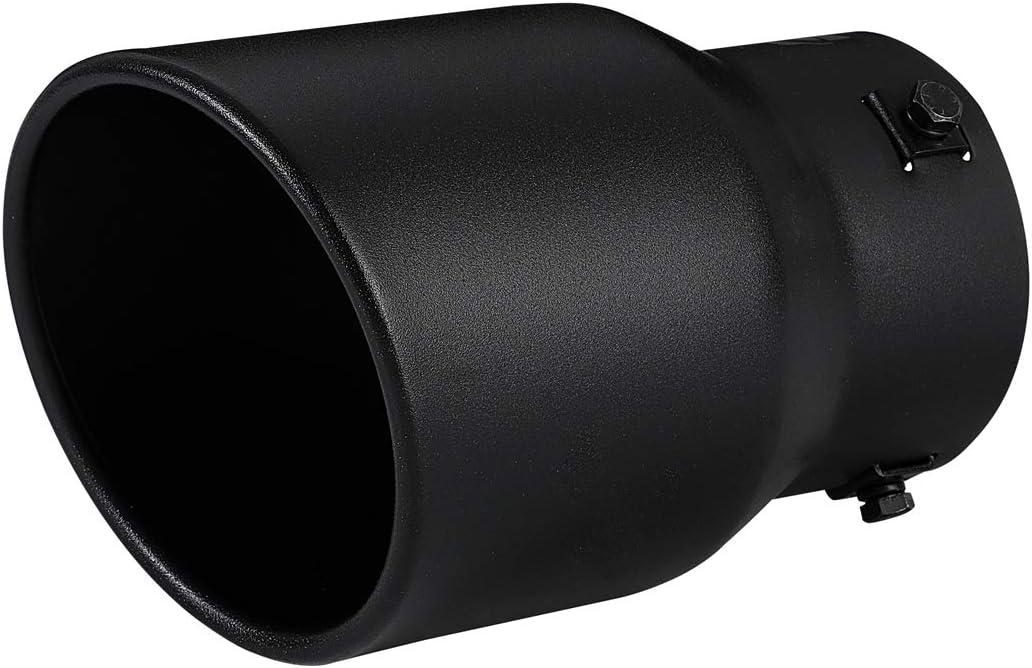 TriTrust Exhaust Tip, 2.5-3 inch inlet adjustable,Fit 2.5''/2.75''/3'' Outer diameter Tailpipe, 4.5'' Outlet 7'' Long Muffler Tip, Black Powder Coated Stainless Steel Tail Tip