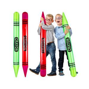 4 Pcs Inflatable Crayons Balloons Neon (2) 42" and (2) 26" Blow up Crayons Giant Prop Decorations for Birthday Classroom Party Decor Back to School Decorations, Red/Green 