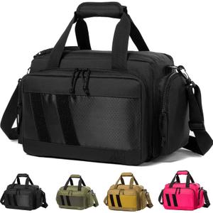 Range Bag - Tactical Gun Bag for Handguns, Pistols and Ammo. Padded Shooting Duffle Bag for Hunting, Sport (Black)