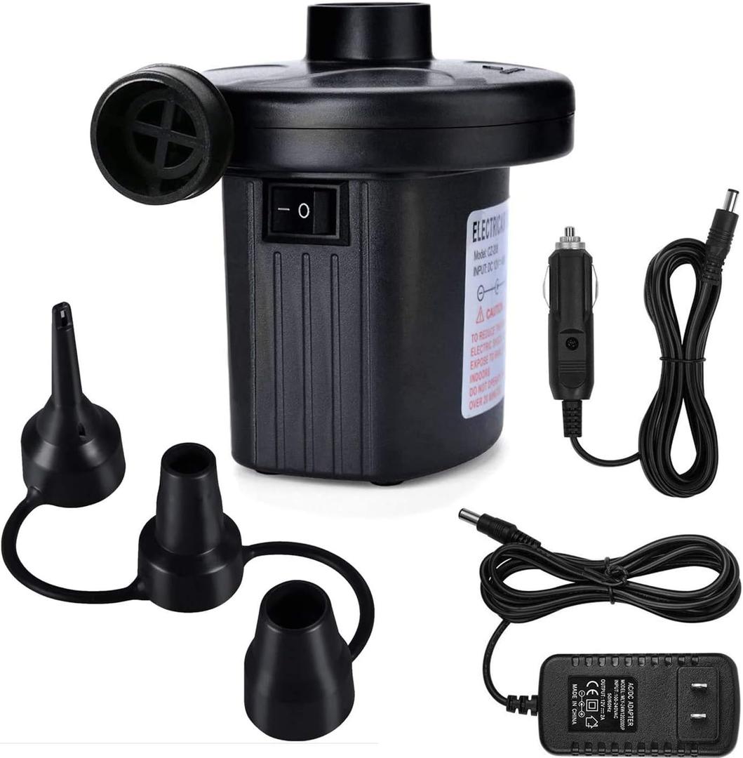 Air Pump Air Mattress Pump for Inflatables Blow up Pool Raft Bed Boat Toy, Quick-Fill, for Outdoor Camping, Inflatable Cushions, Electric Air Mattress Beds, Boats, Swimming (Black)