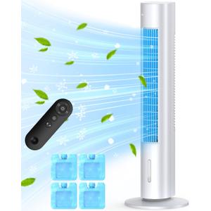 Evaporative Air Cooler, 35" Windowless Air Conditioner Portable w/3 Speeds, 25ft Remote, Smart Timer & Water Tank, Portable Air Conditioners No Windows Needed, 90Oscillating AC Unit for Room