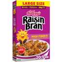 Kelloggs Raisin Bran Breakfast Cereal, High Fiber, 28g Whole Grain, Large Size, 20.9 oz