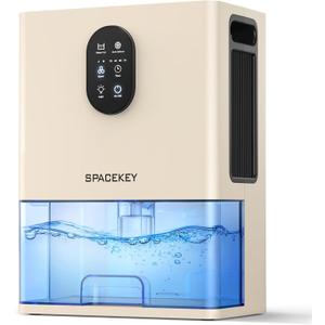 Dehumidifier, 106 OZ Water Tank (1000 sq.ft) Dehumidifiers for Home, Quiet Dehumidifier for Bathroom Bedroom Basement RV with Timer Setting, Auto Shut Off, 7 Colors LED Light, Sleep Modes, White (Beige)