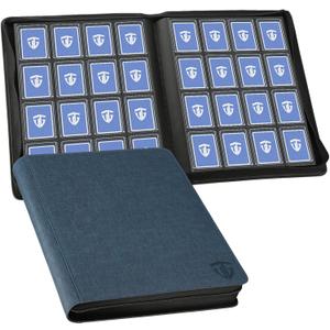 16 Pocket Toploader Binder,Holds 640 3x4 Toploader Hard Cases,Sleeves Card Collection Binder,20 Double Sided Pages,Compatible with Trading & Sports Holder (Dark Blue)