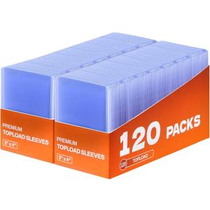 120 Card Sleeves, 3" x 4" Topload for Cards, Hard Plastic Baseball Card Protectors, Ultra Clear Rigid Topload Trading Card Holders for Baseball, Football, Sports Cards