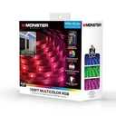 Monster 100' RGB LED Light Strip Indoor: 100ft Multicolor USB Powered Tape Lights, 540 LEDs, 4 Settings, CR2025 Battery