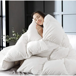 WhatsBedding Feather Down Fiber Comforter,Filled with Feather and Down Fiber, All Season White Luxury Bed Comforter,Ultra Soft 100% Cotton Duvet Insert,King Size 106"x90"