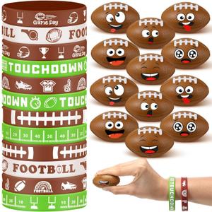 60 Pcs Football Party Favors Include Mini Football Stress Balls and Sports Silicone Bracelets for Students Classroom Sports Birthday Team Gifts Party Supplies