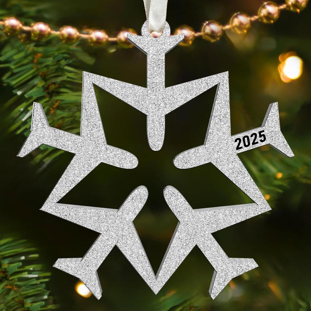 Airplane Ornament - Pilot Gifts for Men - Airplane Ornaments for Christmas Tree, Plane Aviation Ornaments - Travel Gifts for Travelers, Travel Lovers, Flight Attendant - Acrylic Ornament 2025