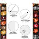 Fall Porch Sign Outdoor Vertical Banner Set Hello Fall & Welcome Double Hanging Decorations Autumn Buffalo Plaid Pumpkin Maple Leaf Theme for Front Door, Porch, Wall  Thanksgiving Decor