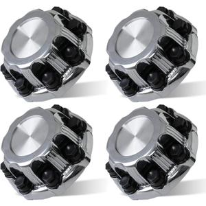 (Set of 4) Chrome Wheel Center Caps 8 Lugs Fit for Select Van, 16 Inches, 17 Inches